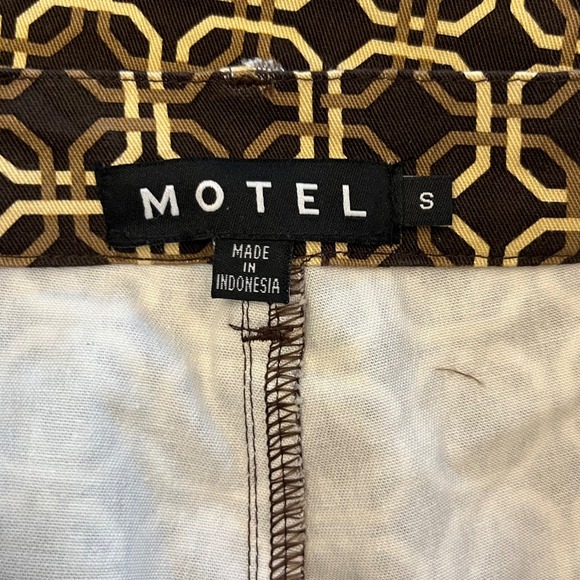 MOTEL Zoven Flare Trouser Chain Tangle Dark Brown Geometric Print Women's Small - Picture 4 of 6